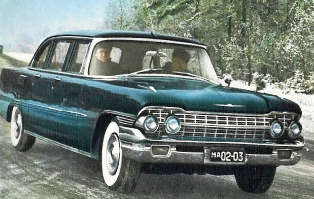  eight cylinders and 2.45 tonnes of Sovietized Cadillac Eldorado.